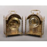 A German Koma brass cased torsion clock. Along with a similar anniversary clock with skeleton