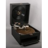 A 1920's Gilbert Geisha portable picnic gramophone. Working.