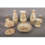 A quantity of Crown Devon Fieldings and similar ceramics, to include Teapot, Vases, Jug etc
