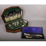 A John Turton & Co canteen of cutlery, along with a cased R F Mosley Ltd carving set.