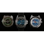 Three divers watches. Marine Star automatic with centre seconds, date and day display, Relay Special