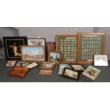 A mixed lot of pictures and prints including framed sets of Wills cigarette cards.