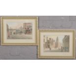 After L. Scott, pair of framed prints, Sheffield scenes, Victorian era. Norfolk Street and The