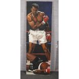 A large oil on box canvas. After the iconic photograph of Mohammed Ali and Sonny Liston, 229cm x