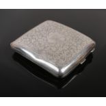 A silver cigarette case, assayed Birmingham 1926. 109g.