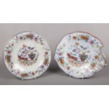Two Victorian ironstone china dessert dishes, William Brownfield & Son. Decorated in the Chinese