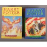 Two first edition J K Rowling Harry Potter books, Order of the Phoenix and Half-Blood Prince, both