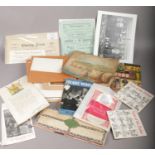 A quantity of ephemera including old folios, blotter, theatre and sporting programmes and