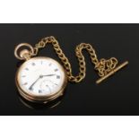 A Fortex pocket watch in gold plated Dennison case. With enamel dial, blued hands and subsidiary