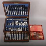 A mahogany cased canteen of silver plated cutlery for 8 settings, with fish knives and forks,