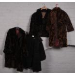 Four fur coats to include 3/4 length example etc.
