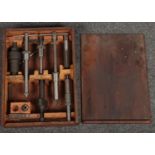 A cased set of engineers tools.