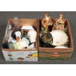 Three boxes of miscellaneous, mainly ceramics, Sadler, Royal Adderley, Chelsea Works Burslem,