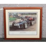 A framed Michael Turner limited edition print, 1961 Monaco Grand Prix, signed by the artist and