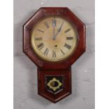 An Ansonia Clock Co. regulator wall clock, 54cm. Running.