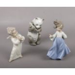 Lladro figure 4540 Angel playing Flute, to include Nao Panda & Dancing girl