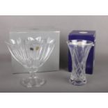 A boxed Royal Doulton crystal vase and another, Lotus Bohemia crystal.