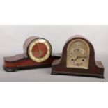 Two German Shatz & Sohne mantel clocks. One oak cased with strike / silent function and silvered