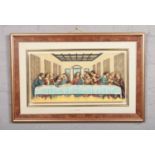 A framed composite religious plaque depicting The Last Supper.
