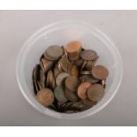 Pre-decimal coins, a tub of over 200 copper farthings.