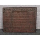 A large cast iron Midland Railway trespass sign. (51cm x 68cm).