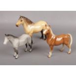 Beswick Highland Mackionneach Dun pony, approx 18 cm, Beswick Dapple Grey ceramic horse approx 13.