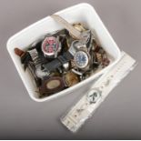 A box of mainly quartz wristwatches.