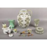 A group of miscellaneous ceramics, Denby, Sylvac 2072 vases, Wedgwood trinket & vase examples