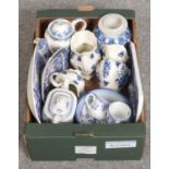 A box of blue & White ceramic's, Edwardian Childhood by Spode, Alfred Meakin examples