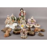 A collection of Capodimonte figures, pomanders, Coalport china, Purbeck animals and border fine arts