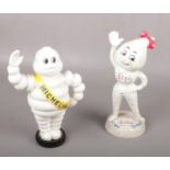 Two cast metal Michelin & Esso advertising money banks, approx 25 cm height