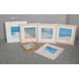 A collection of framed prints, Peter Lellows ' Walk on the Beach', Dot Johnson ' Early Morning Walk'