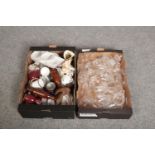 Two boxes of miscellaneous, Sylvac, Royal Doulton, Royal Albert examples to include cut crystal