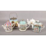 Three Sadler ceramic teapots, 'Band Stand' 'Shooting' 'A Midsummer Nights Dream', and one another