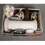 A box of miscellaneous ceramics, Royal Albert, Denby, Minton examples