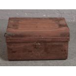 A metal travelling trunk, 70cm wide.