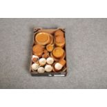 A box of Hornsea Saffron Pottery, plates, mugs storage jars etc