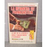 A horror film advertising poster for The Revenge of Frankenstein, in Spanish. (110cm x 74cm).