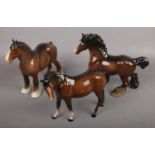 Beswick Shire Horse trotting/cantering approx 21 cm, Beswick Shire Horse Mare approx 21.5 cm, to