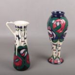 A contemporary Moorcroft pottery Jug & Vase, ' Charles Rennie McIntosh' tribute b y Rachael