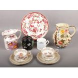 A collection of ceramics, to include Mason's, Winston Churchill mug, bone china trios etc.