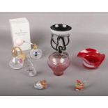 A collection of glass, Royal Doulton, Royal Albert examples
