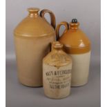 Three ceramic Flagon's, Watt & Fergusson Botanical Brewers Rotherham example