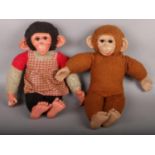 Two vintage monkey teddies.
