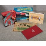A mixed group of boxed items, to include radio control plane, artist set, Soccerette and Scalextric.