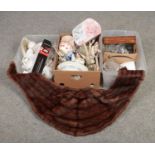 Three boxes of miscellaneous, to include Royal Albert, fairing, Queen's Fleur bone china teawares,