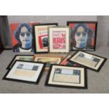 A collection of Beatles prints, to include Birth certificate copies, John Lennon box canvas etc.