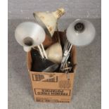 A box of vintage angle poise lamps. (no bases).