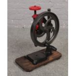 A vintage pillar drill on stand.