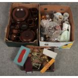 Three boxes of miscellaneous, to include Wedgwood Pennine, Minton, Royal Worcester, brasswares etc.